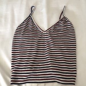Skinny strap red white and blue V-neck tank top